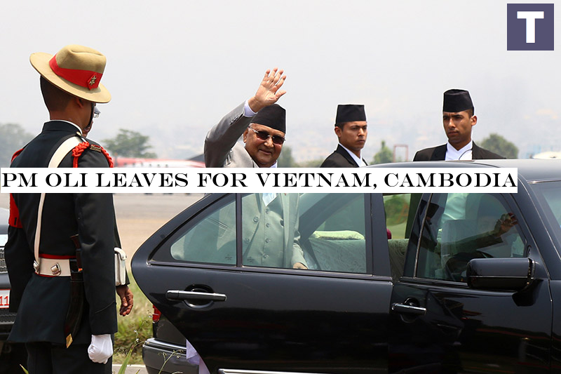 PM Oli leaves for Vietnam, Cambodia