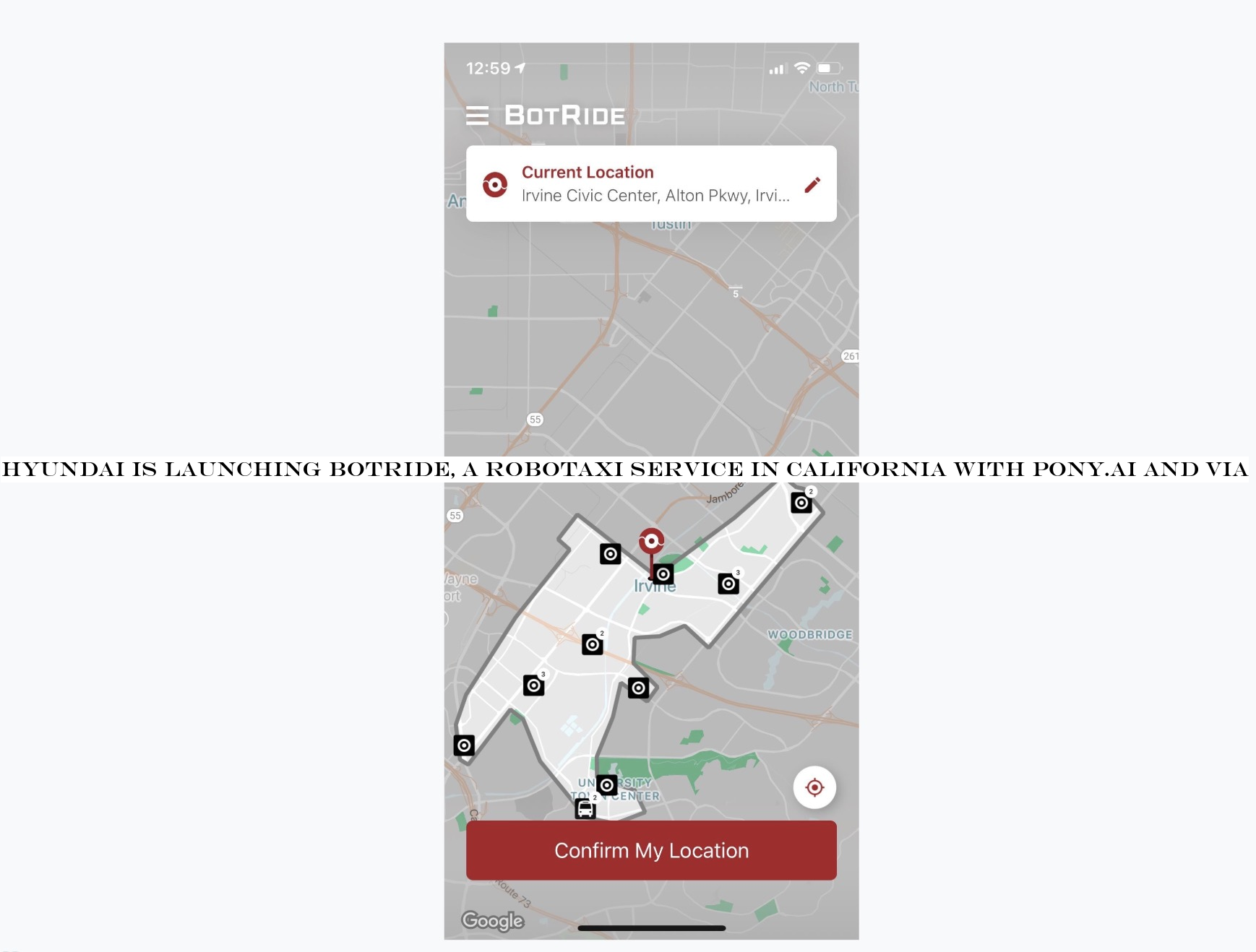 Coverage area of Hyundai robotaxi pilot