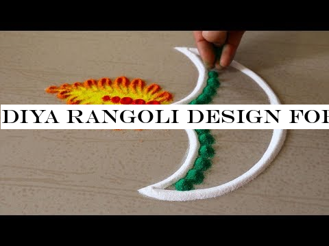 Diya Rangoli Design For Diwali | Deepavali Deepam Muggulu | Vilakku Kolam For Deepavali