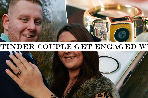 Tinder couple get engaged with ring made from 'phones that brought them together'