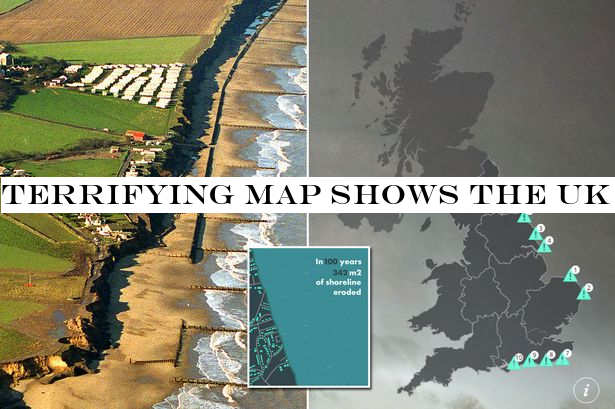 Terrifying map shows the UK coastal towns at risk of being wiped out in 20 years