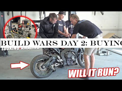 Build Wars DAY 2: Buying a WRECKED 1000cc Street Bike for Our Golf Cart Build!! (SHE'S A RIPPER)