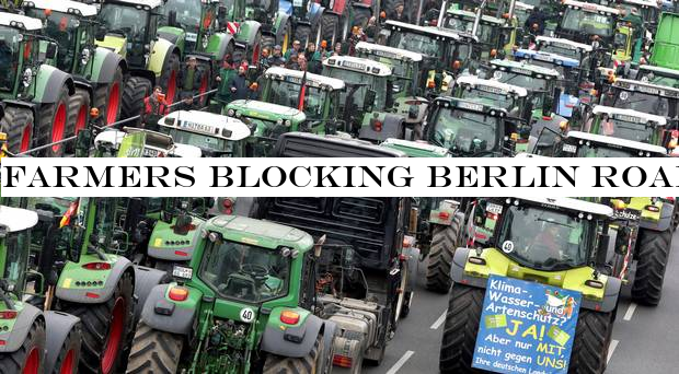 Farmers blocking Berlin roads in protest against government policies