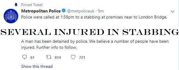 Several injured in stabbing incident near London Bridge, 1 person detained: UK police