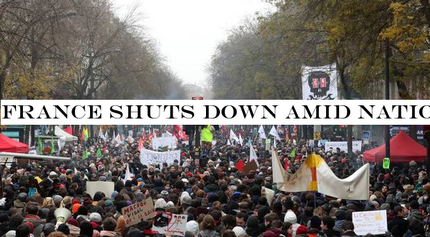 France shuts down amid nationwide strike over pension reforms