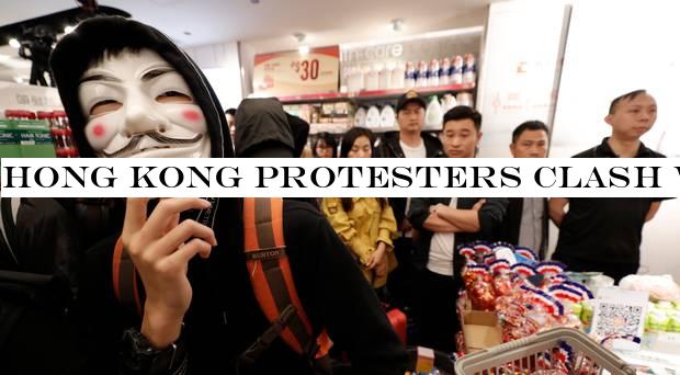 Hong Kong protesters clash with police inside shopping centre