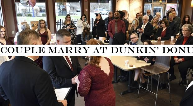 Couple marry at Dunkin& Donuts 30 years after breaking up at same store