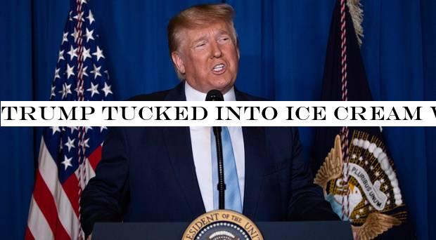 Trump tucked into ice cream while drone hovered above its target