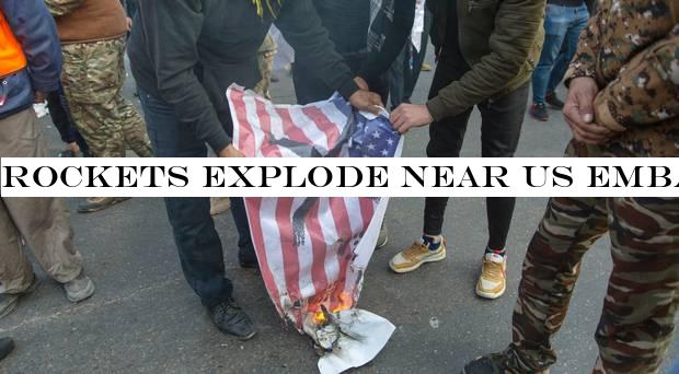 Rockets explode near US embassy in Baghdad after Suleimani mourners shout 'death to America'