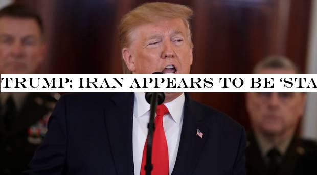 Trump: Iran appears to be ‘standing down& after missile strike