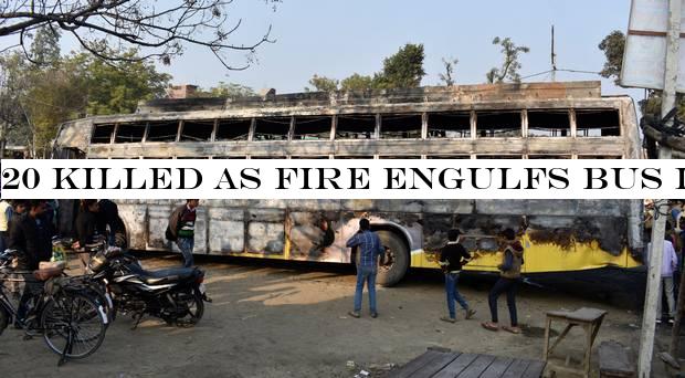 20 killed as fire engulfs bus in India after crash