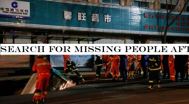 Search for missing people after bus plunges into sinkhole in China