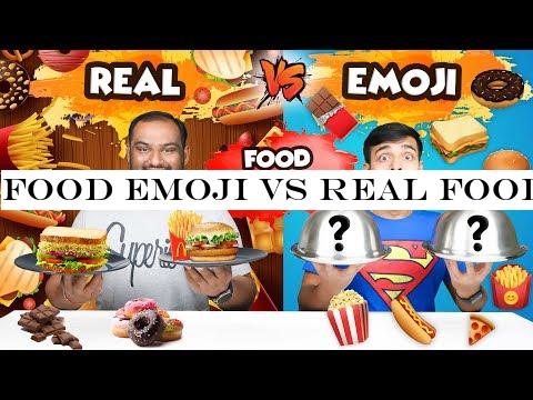 FOOD EMOJI VS REAL FOOD EATING CHALLENGE | Food Emoji Food Eating Competition | Food Challenge