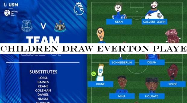 Children draw Everton players in Toffees team sheet for mental health awareness