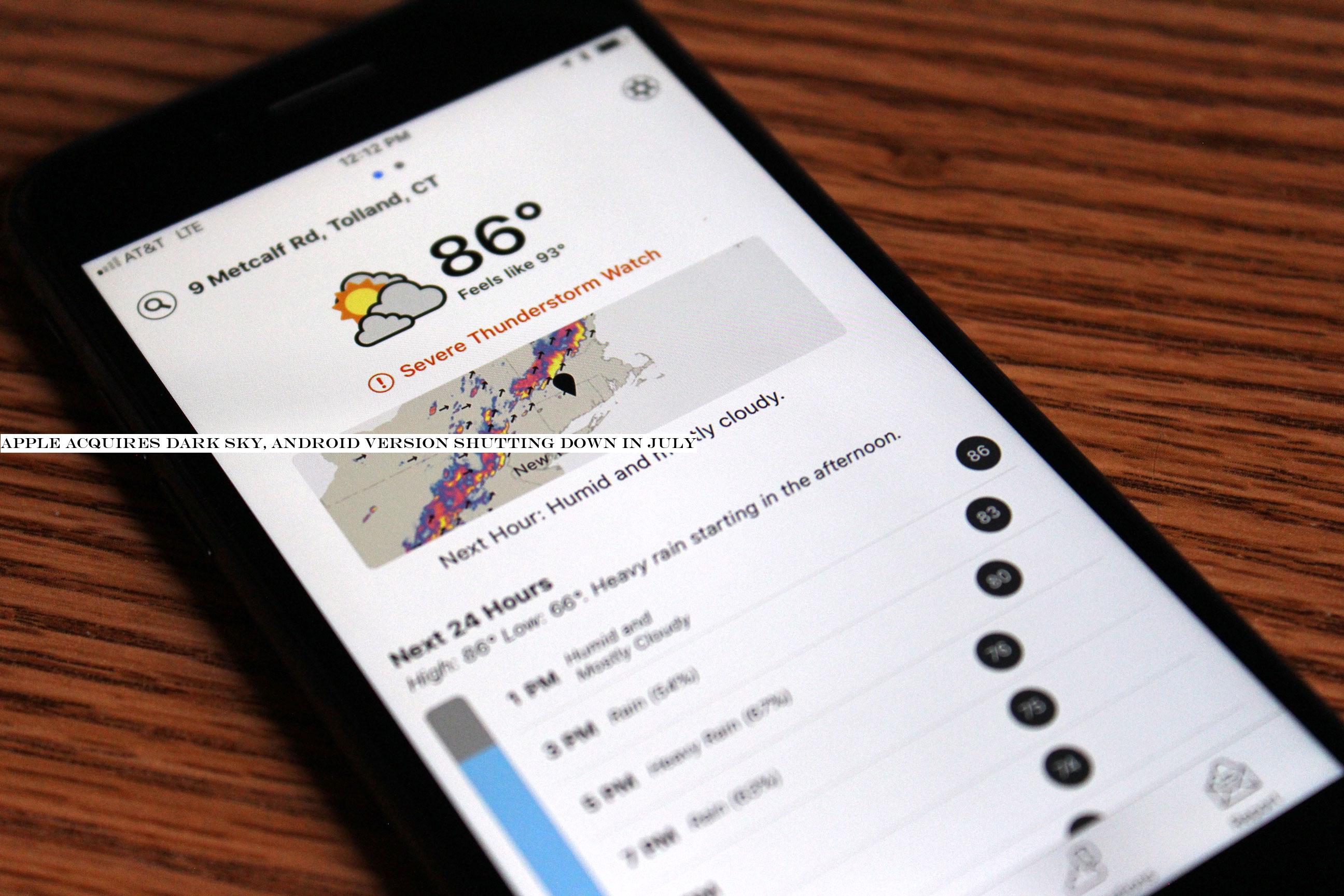 Apple acquires Dark Sky, Android version shutting down in July