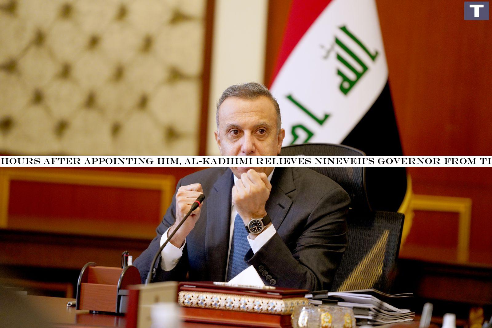 Hours after appointing him, al-Kadhimi relieves Nineveh's governor from the duties of Sinjar commissioner