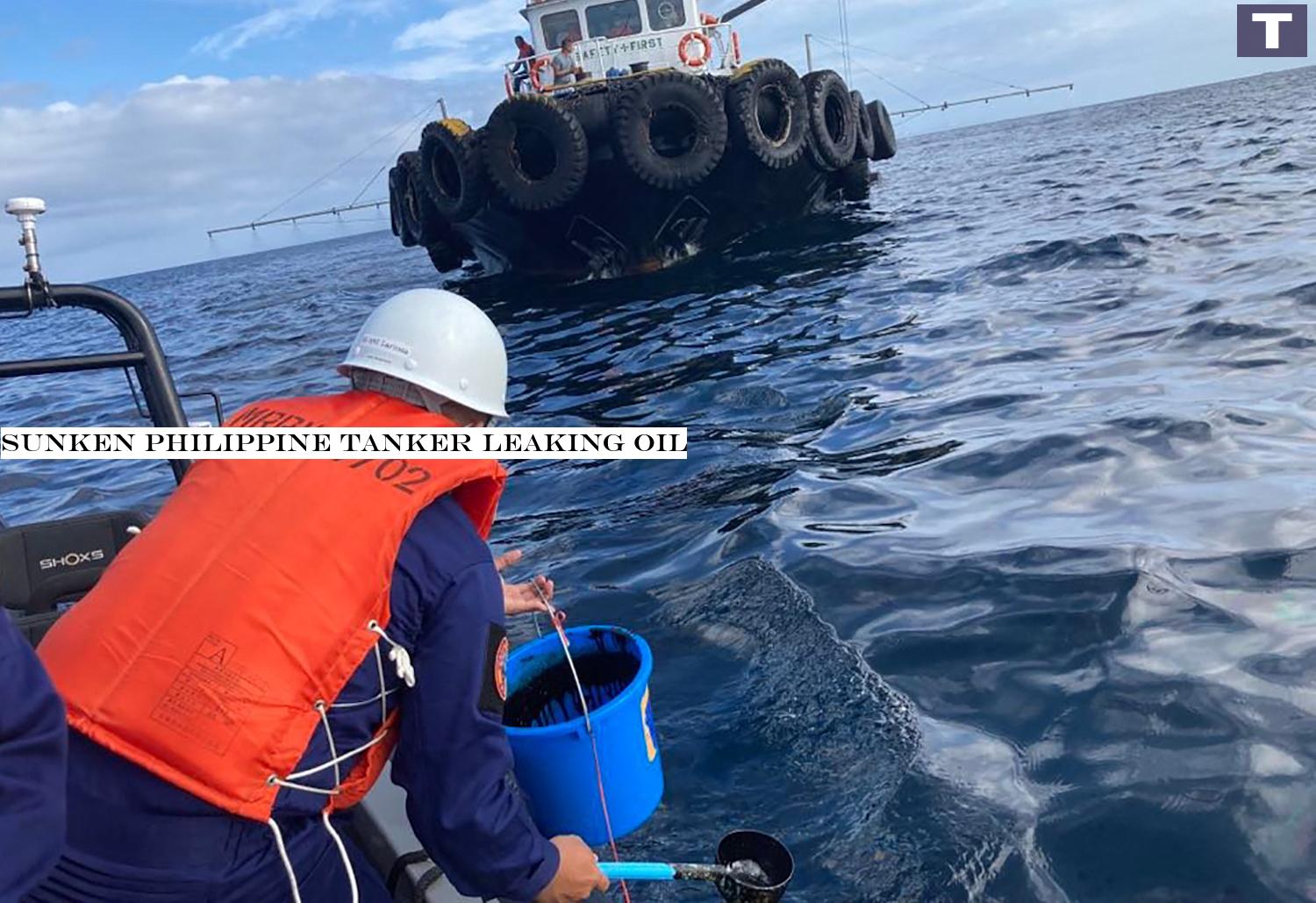 Sunken Philippine tanker leaking oil